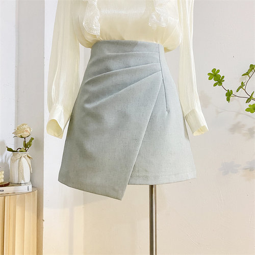 短裙西装裙a字褶皱半身裙防走光