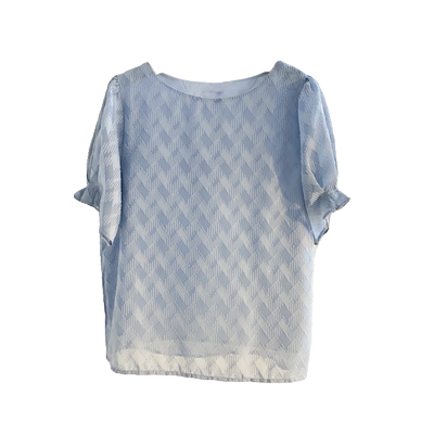 宽松气质套头短袖雪纺泡泡袖衬衫