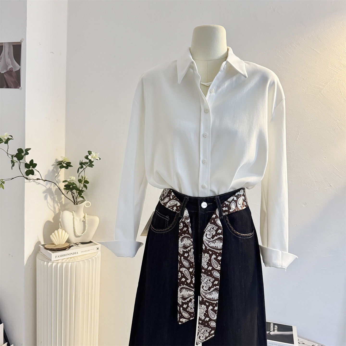 宽松休闲加厚磨毛叠穿长袖衬衫女