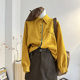 黄色衬衫 女2025春秋设计感宽松休闲复古港风叠穿磨毛衬衣开衫 外套