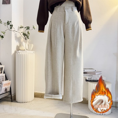 加绒加厚卫裤宽松休闲运动弯刀裤