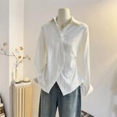 系带收腰气质小衫 法式 女2025春季 衬衫 上衣 设计感蕾丝拼接V领长袖
