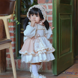 女童高端西班牙公主裙背带裙套装 春秋洛丽塔周岁宝宝生日礼服 长袖