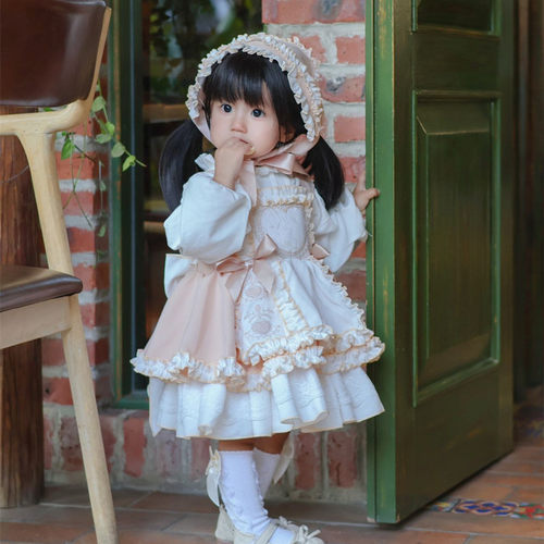 女童高端西班牙公主裙背带裙套装长袖春秋洛丽塔周岁宝宝生日礼服 - 封面