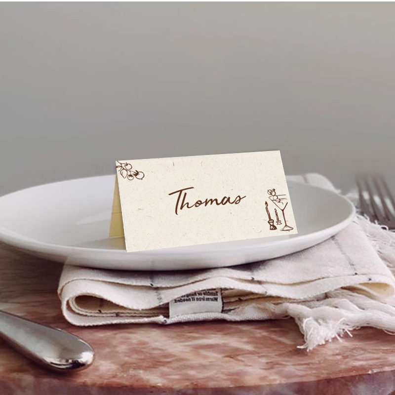 定制创意名卡席位卡卡通图案餐桌布置卡片装饰名卡席位卡年会活动