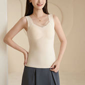 山海印迹7711冬季 新品 保暖背心女带胸垫免穿文胸蕾丝无痕打底内衣