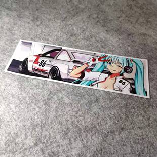 初音未来二次元日漫改装痛车摩托贴电动车侧窗PVC烫画D1822