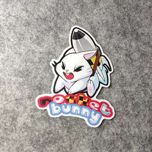 火箭兔潮流改装汽车贴摩托贴纸搞笑外饰内饰划纹 烫画车贴D1047