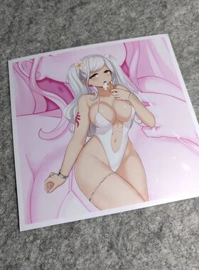 二次元萌女日漫个性老婆酱改装PVC侧窗痛车摩托贴电动车烫画D2066