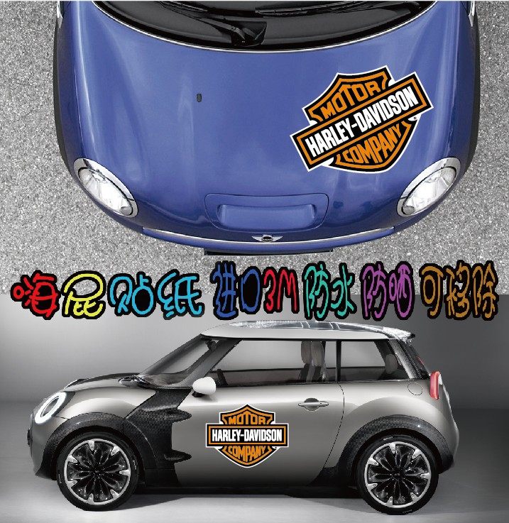 大号车门盾标改装贴纸车身哈雷戴文森摩托车贴纸H2大号改装贴 H6