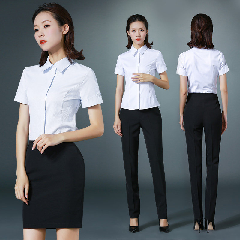 2020新款夏季白衬衫女工作服正装职业装韩版修身短袖衬衣女装上衣在类目 女装/女士精品, 衬衫中 - 来自Buy2taobao.com提供专业的淘宝代购服务
