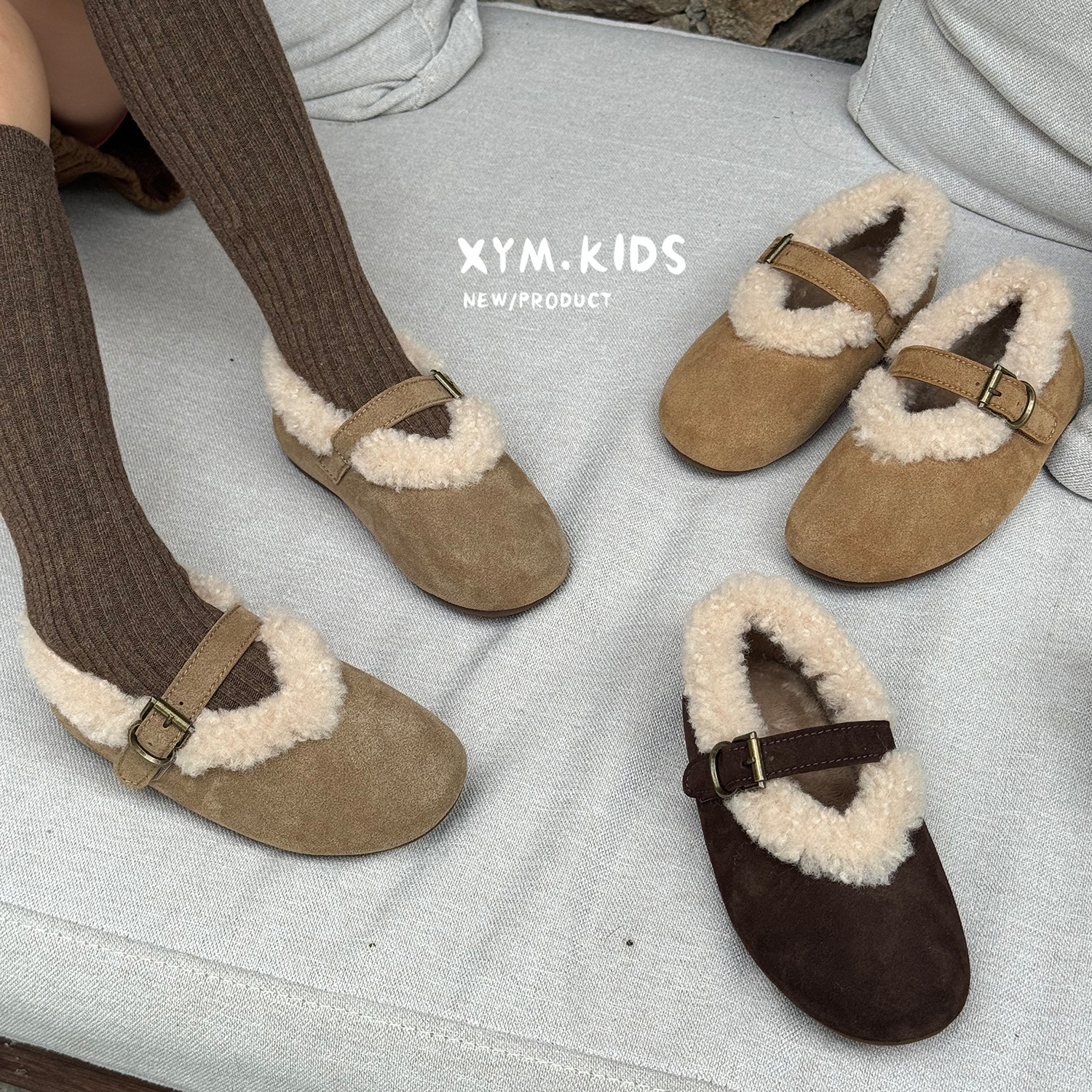 2025年冬季新款儿童韩版洋气浅口羊羔毛玛丽珍棉鞋