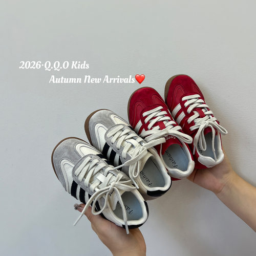 QQO童鞋 2026年秋季新款儿童复古百搭运动鞋男女童软底休闲德训鞋