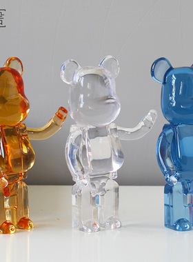 网红积木熊桌面摆件潮玩暴力熊树脂公仔简约现代软装手办工艺饰品