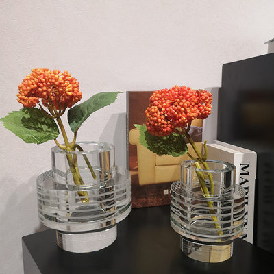 现代简约欧式透明水晶玻璃花器花瓶摆件样板房售楼处洽谈桌饰品