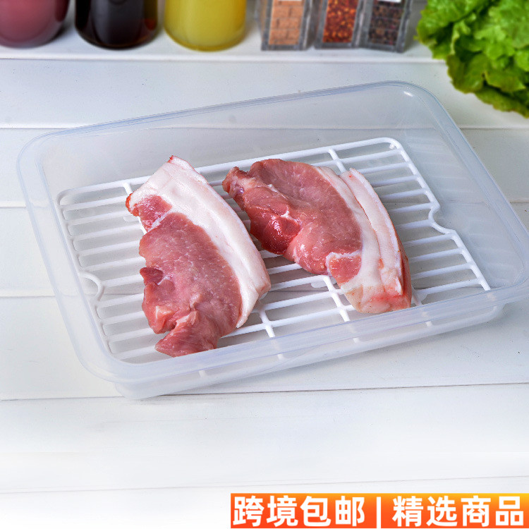 日本新品厨房置物架沥水架塑料收纳架碗架收纳盘冰箱冷藏盒储物盒