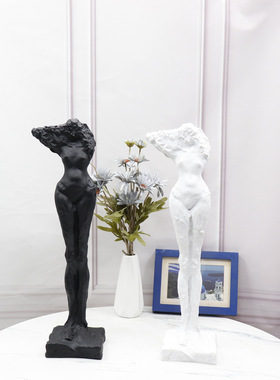 简约现代黑白人物摆件样板房客厅办公室创意家居思考人桌面装饰品