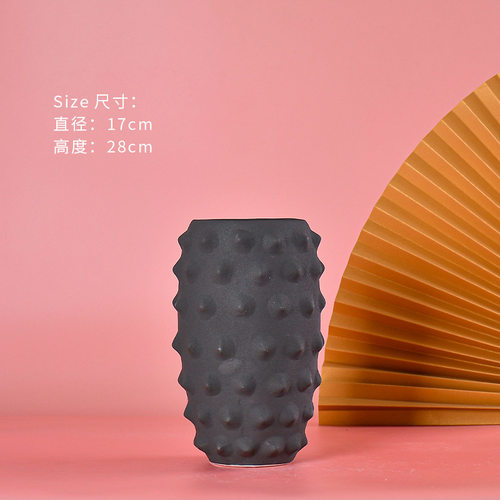 现代侘寂风轻奢高档客厅边几桌面装饰品大号插花瓶陶瓷花器摆件