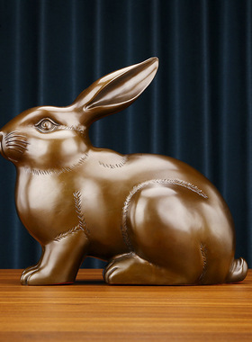 全铜特大正兔财兔生肖兔家居办公室摆件兔年吉祥物乔迁开业新品