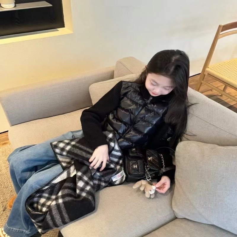 秋冬新款女童羊毛针织拼接羽绒服羽绒服