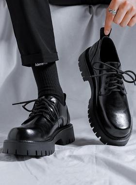 采购产品高档真皮德比男皮鞋，商务正装，大脚趾厚底，增高休闲装