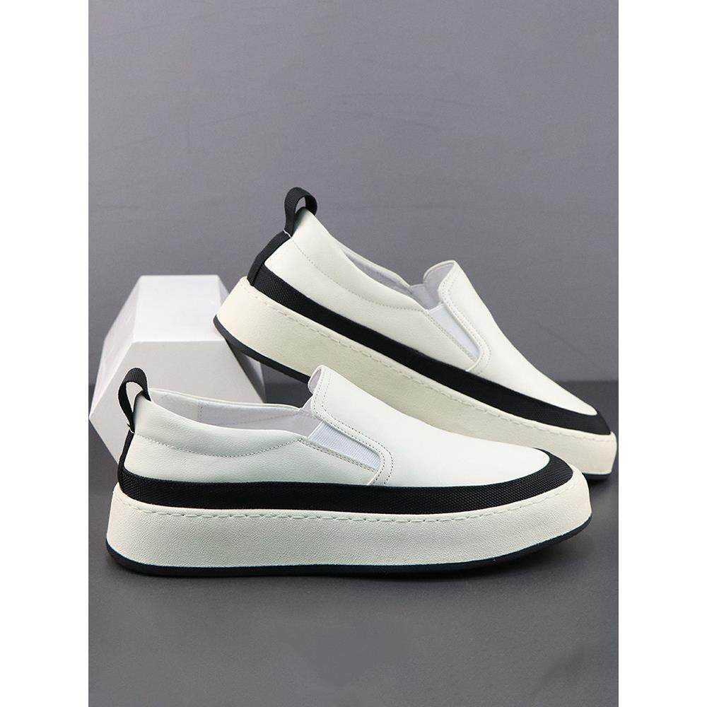 乐福鞋男一脚蹬内增高懒人鞋休闲经典白色厚底英伦风小白鞋男真皮,流行男鞋,雨鞋,淘宝优惠券,粉丝福利购,淘宝优惠卷