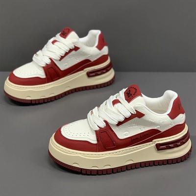 高端轻奢男鞋秋款2025新款真皮运动休闲鞋厚底增高板鞋胖丁面包鞋