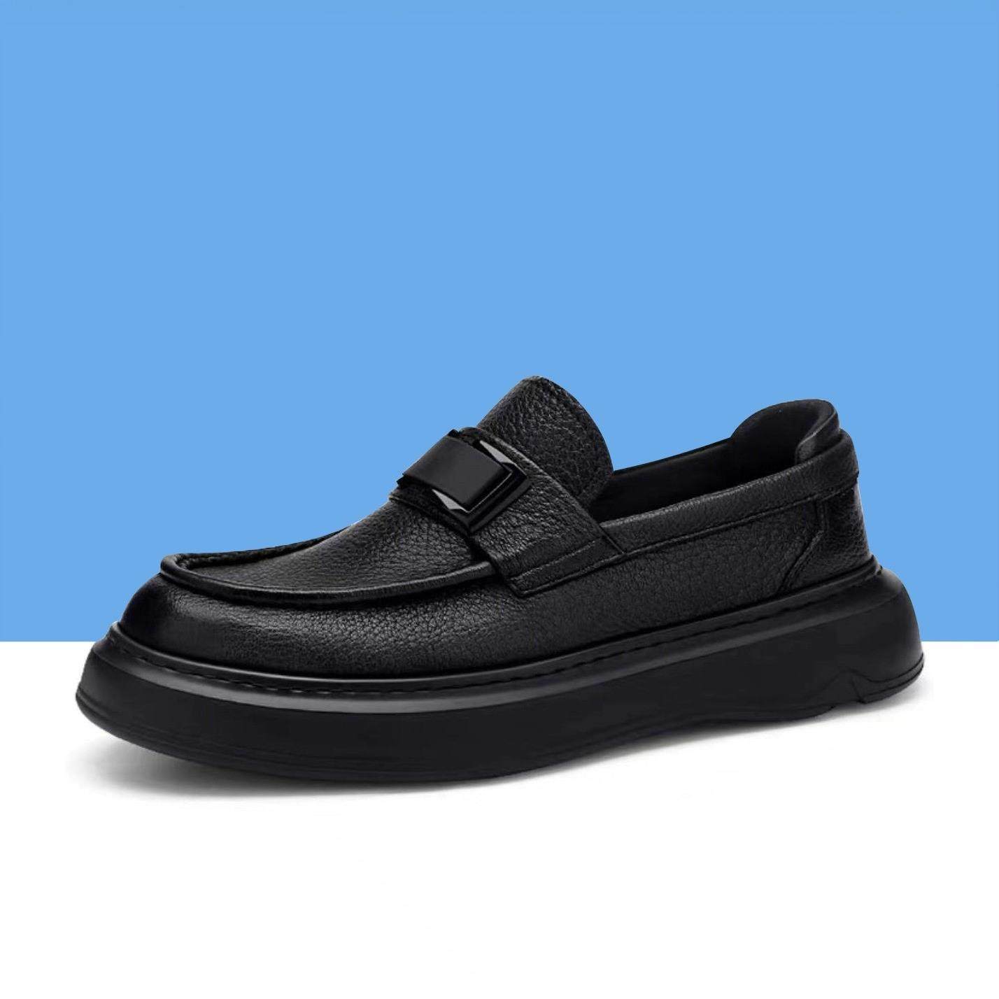 皮鞋男真皮商务正装休闲鞋男士高档鹿皮软面软底一脚蹬透气豆豆鞋,流行男鞋,休闲皮鞋,淘宝优惠券,粉丝福利购,淘宝优惠卷