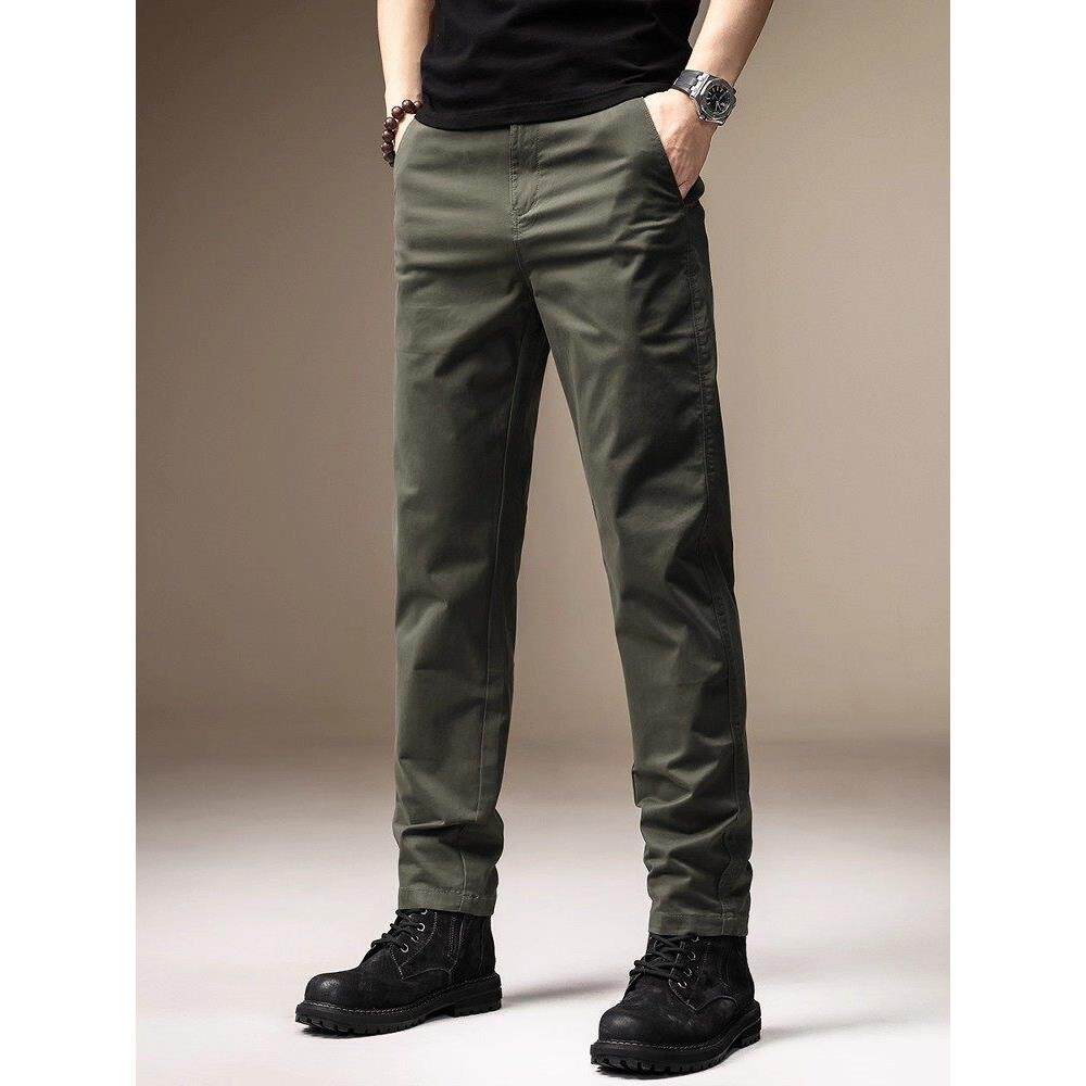 高端秋季新款商务通勤休闲裤男潮牌修身直筒纯棉锥形百搭西裤子男