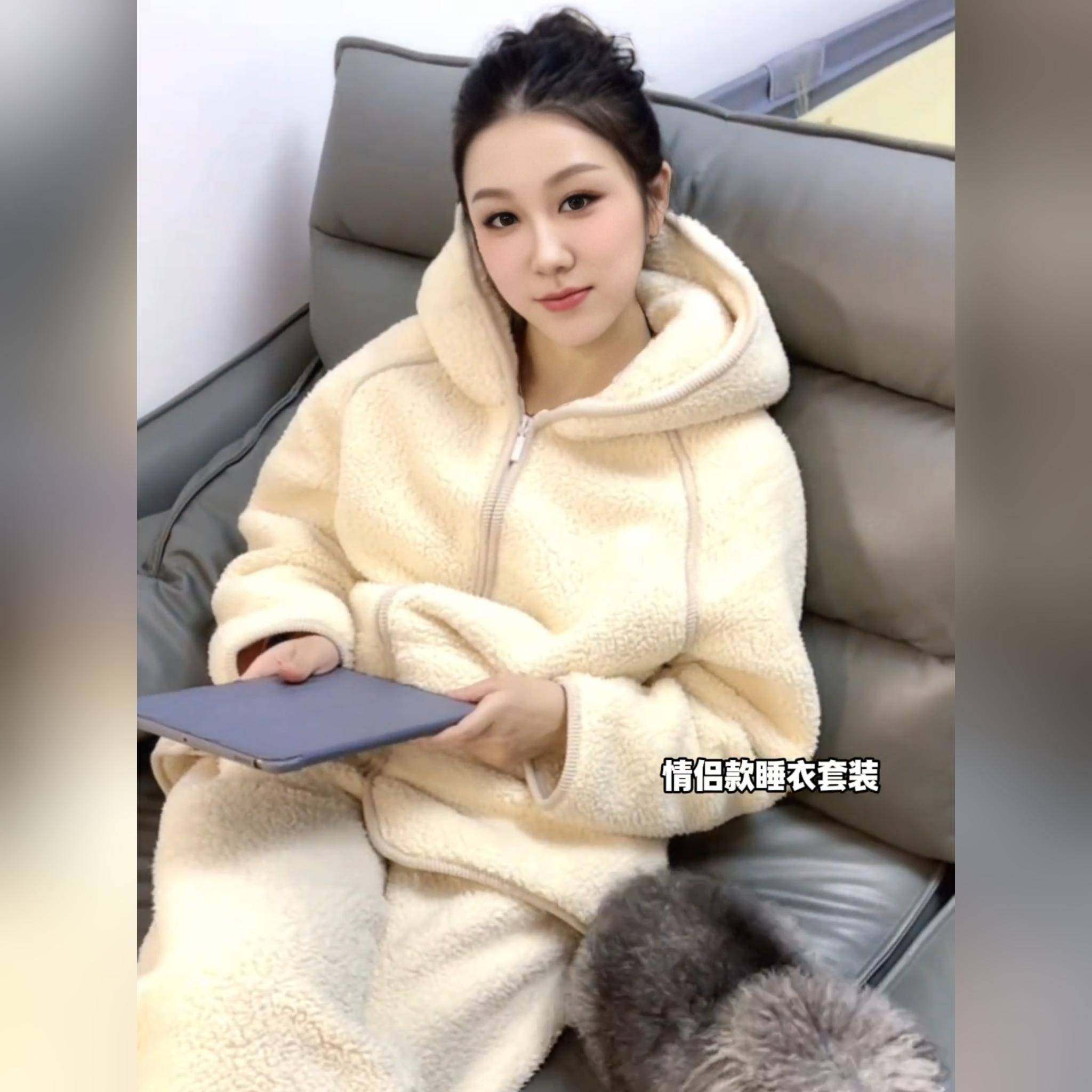 韩版大码情侣款简约拉链连帽睡衣男女同款冬季外穿双面加绒家居服,女士内衣/男士内衣/家居服,睡衣/家居服套装,淘宝优惠券,粉丝福利购,淘宝优惠卷