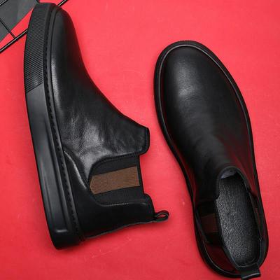 百搭软底高筒皮靴牛皮男鞋2025秋冬季新款真皮高帮鞋耐磨休闲皮鞋