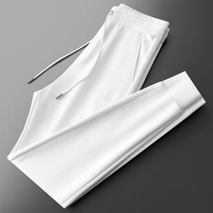 秋冬款高端时尚简约白色太空棉卫裤男潮牌束脚运动修身小脚休闲裤