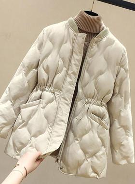 韩国中长款棉衣女士秋冬2025新款洋气收腰羽绒棉服外套小个子棉袄