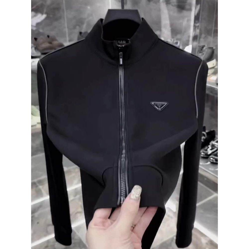 高端夹克外套男士春秋冬季2025新款高级感立领拉炼开衫卫衣男款欧