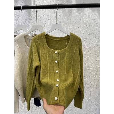 法国Rouje tusse毛衣女秋冬慵懒风外套短款针织开衫覆古软糯上衣