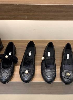 香港平底小香风单鞋女鞋子2025年冬季加绒玛丽珍毛毛鞋晚晚风棉鞋