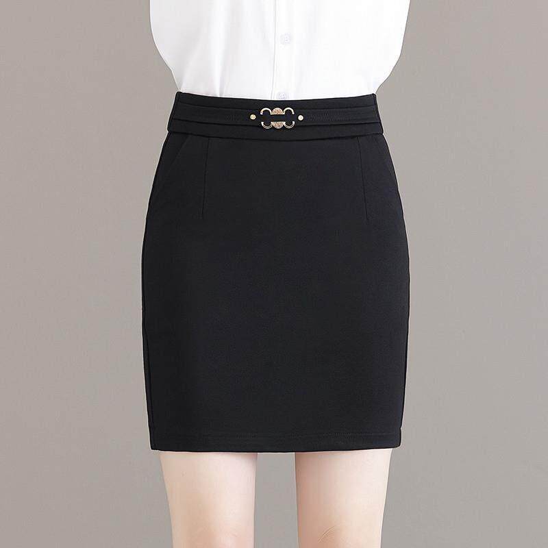 半身裙女春秋短裙高腰包臀裙通勤修身显瘦弹力一步裙职业A字裙子