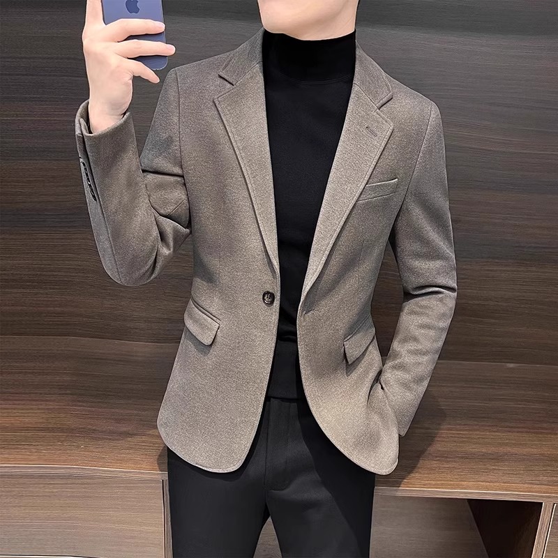 潮牌休闲西服男春季新款简约纯色百搭单西外套时尚高级感痞帅西装