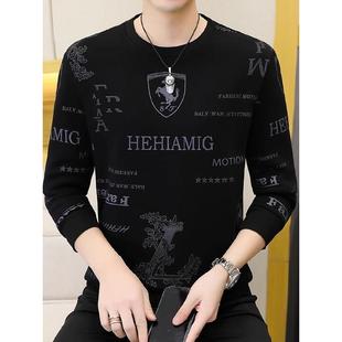 2025秋冬季 T恤打底衫 加绒加厚潮流时尚 长袖 百搭大码 圆领卫衣男士