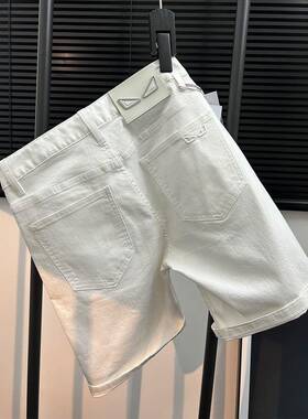 新疆长绒棉超质感透气简约白色休闲男士牛仔短裤夏季直筒五分裤子
