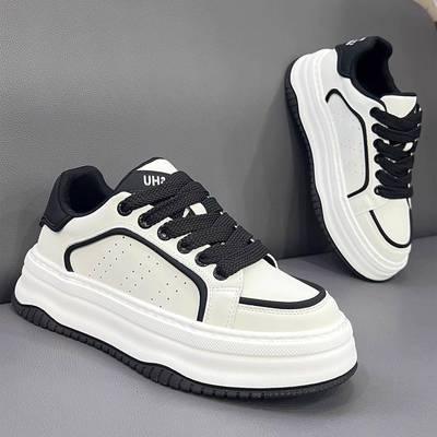 潮牌2025秋冬季新款轻便透气休闲鞋男防滑厚底耐磨增高运动小白鞋
