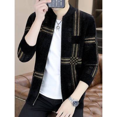 潮牌1212春秋季百搭潮外套男韩版印花立领针织衫休闲男装青年夹克