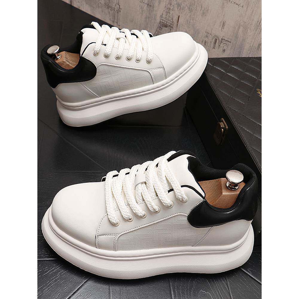 香港ITUN7G冬季新款厚底男鞋潮流内增高小白鞋皮面运动休闲鞋板鞋