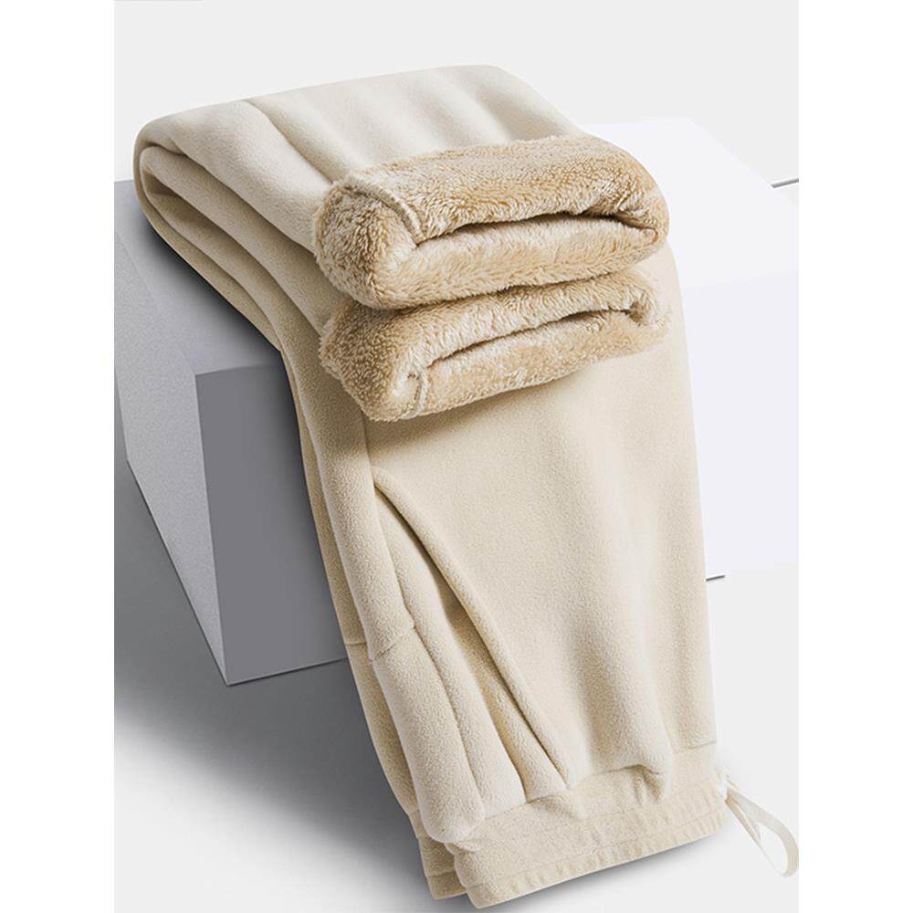 MAROLIO~超舒适奥利绒裤子男款冬加绒加厚直筒休闲羊羔绒运动裤女