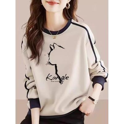 香港TIMO拼接撞色圆领卫衣女装秋冬大码设计感洋气宽松慵懒风长袖