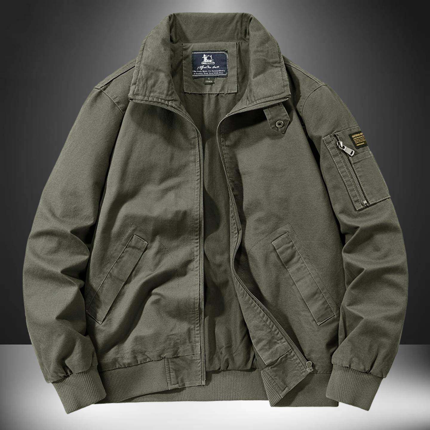 休闲宽松翻领工装夹克男秋冬季加绒水洗飞行服潮流痞帅多口袋外套