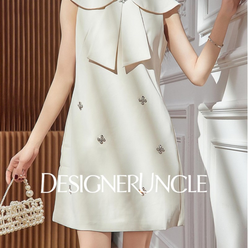 DGU  白色连衣裙miu里miu气娃娃领气质高级感轻奢小个子吊带裙女