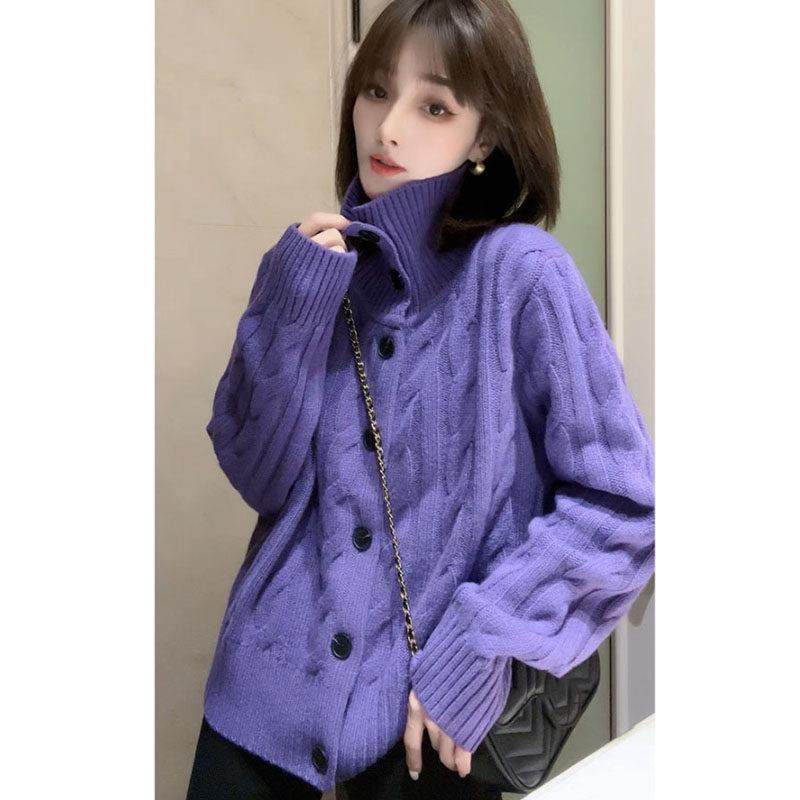 韩国高领长袖毛衣秋冬新款显瘦休闲宽松麻花加厚外穿针织开衫女装,女装/女士精品,羊绒衫,淘宝优惠券,粉丝福利购,淘宝优惠卷