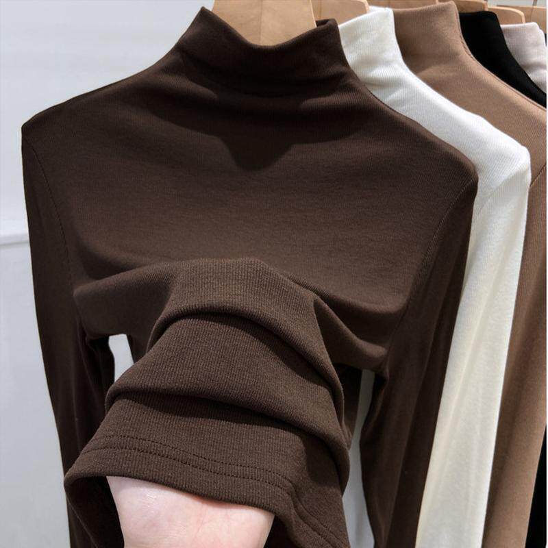 高级感黑色半高领美拉德内搭长袖打底衫女士秋冬大码上衣针织毛衣