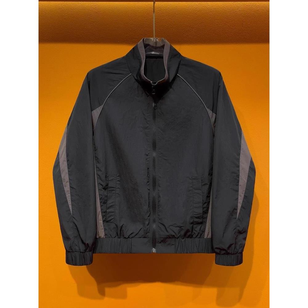 简约拼色薄款外套男春秋季新款潮流时尚立领夹克男士休闲运动上衣